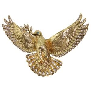 Heidi Daus Gold Bird Brooch with Crystal Details